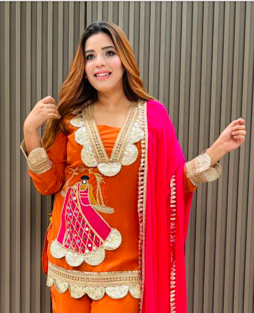 Matrut | Resham Kraft Orange Palazzo Suit