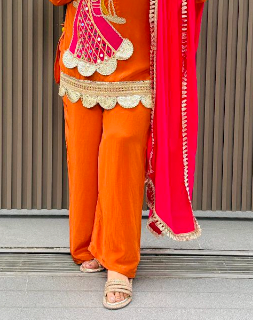 Matrut | Resham Kraft Orange Palazzo Suit