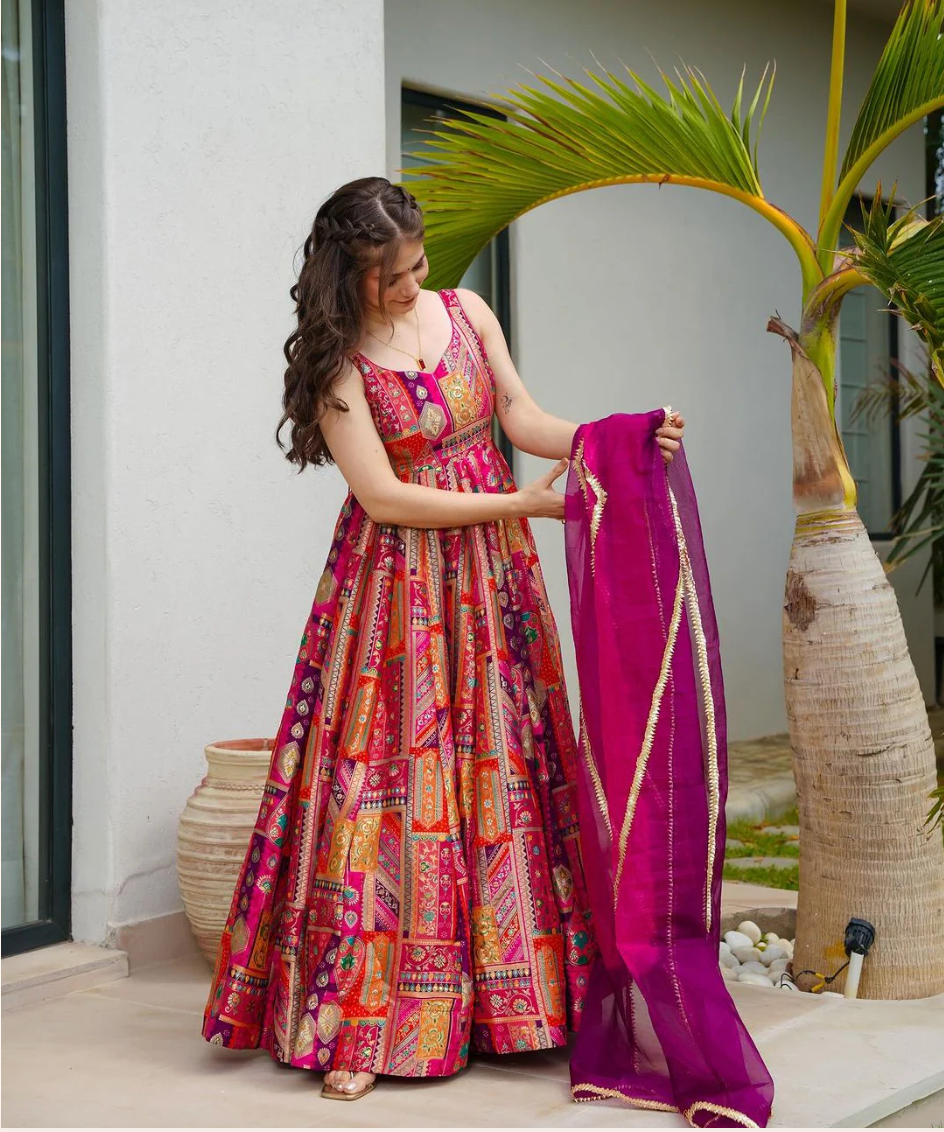 Matrut | Blush & Bold Wine Multicolor Gown