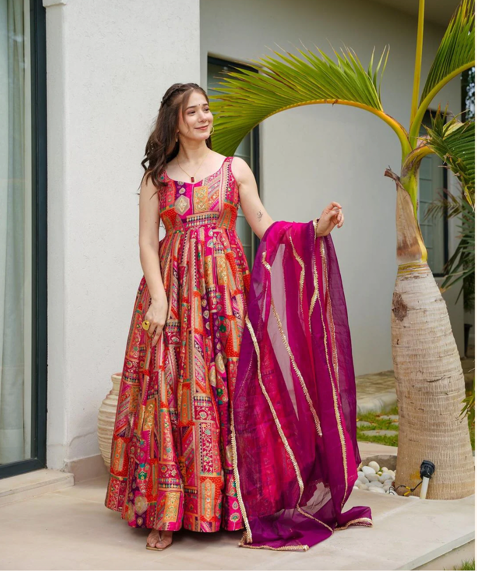 Matrut | Blush & Bold Wine Multicolor Gown