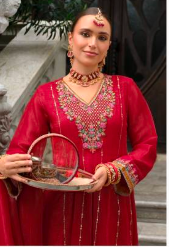 Matrut | Karwa Red Anarkali Suit