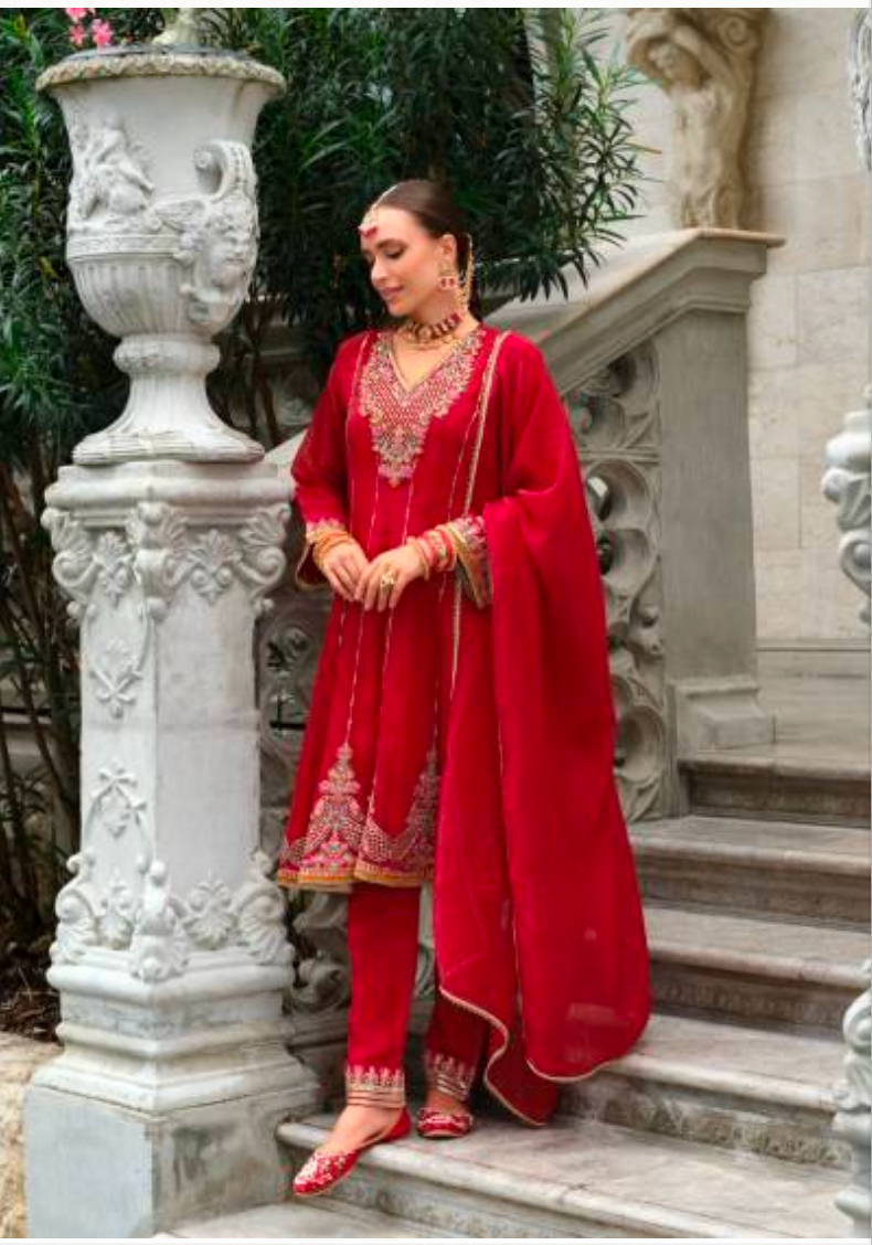 Matrut | Karwa Red Anarkali Suit