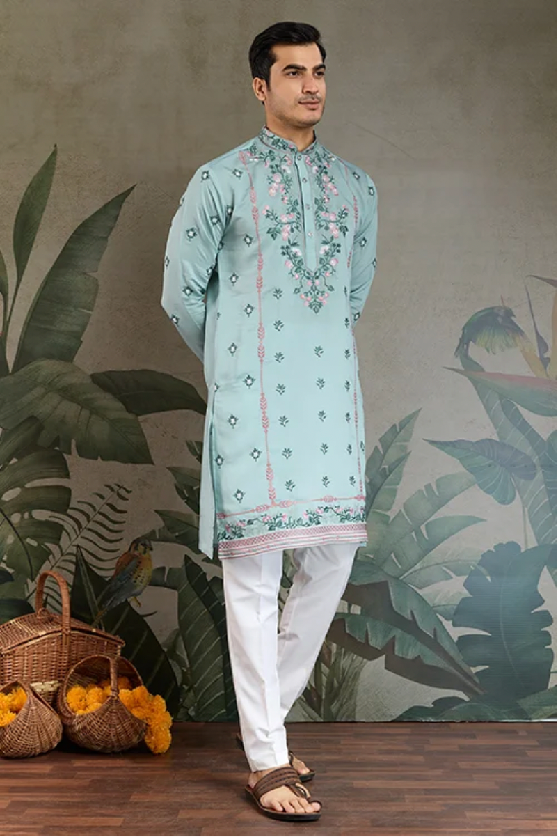 Matrut | Fusion Fits-3 Sky Blue Kurta Set