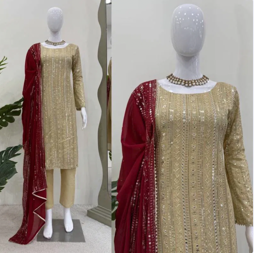 Matrut | Glory Beige-Red Straight Suit