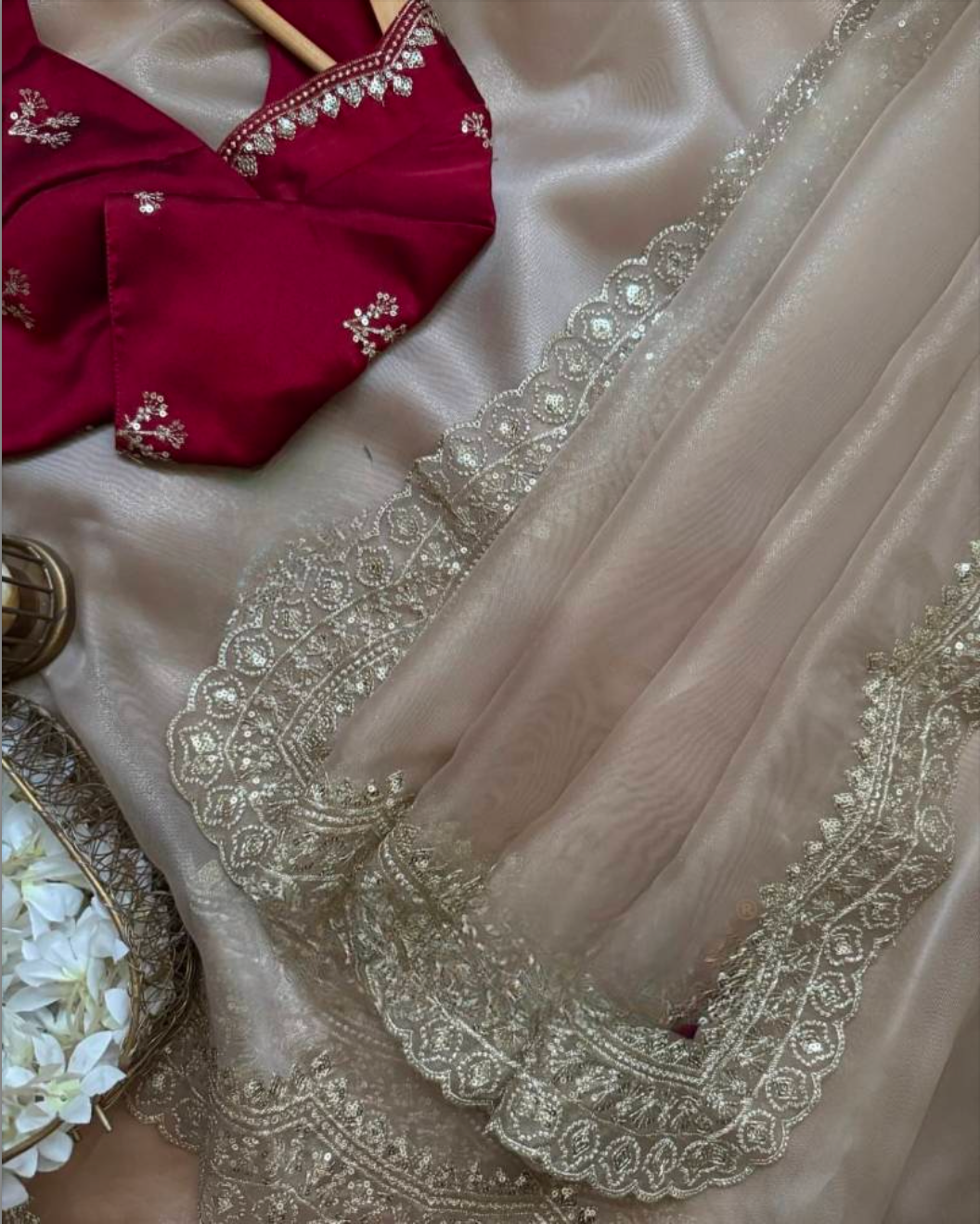 Matrut | Chashni Taupe-Gold Saree