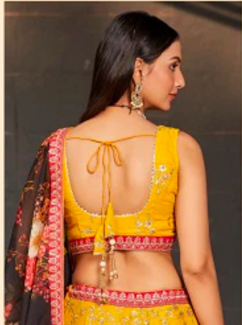 Matrut | Golden Palm Yellow Lehenga