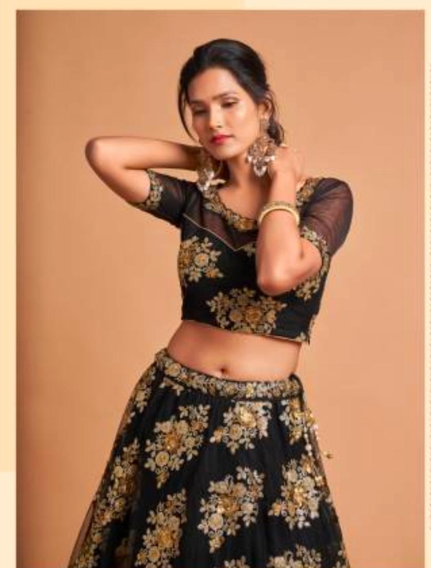 Matrut | Neo Romantic Black Gold Lehenga