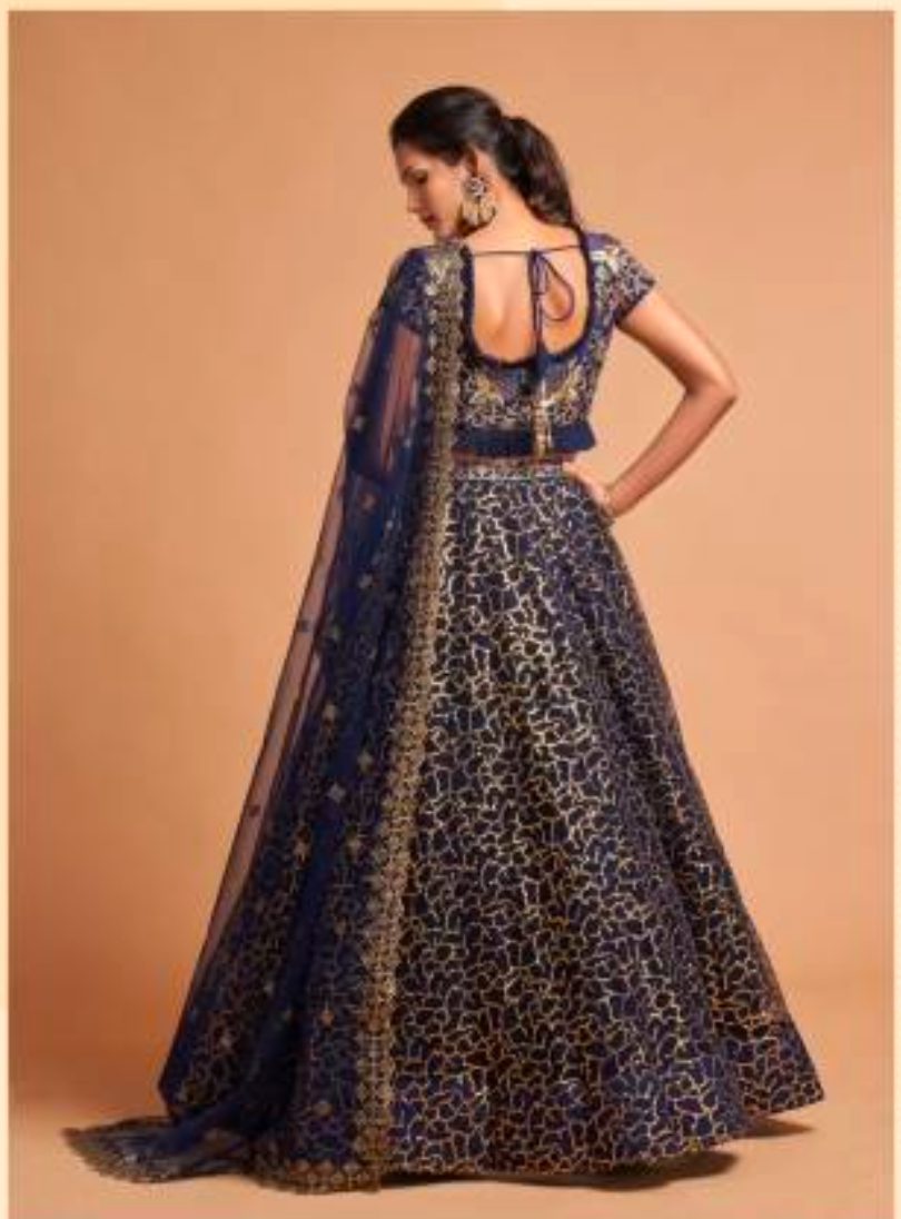 Matrut | Neo Romantic Navy Blue Lehenga