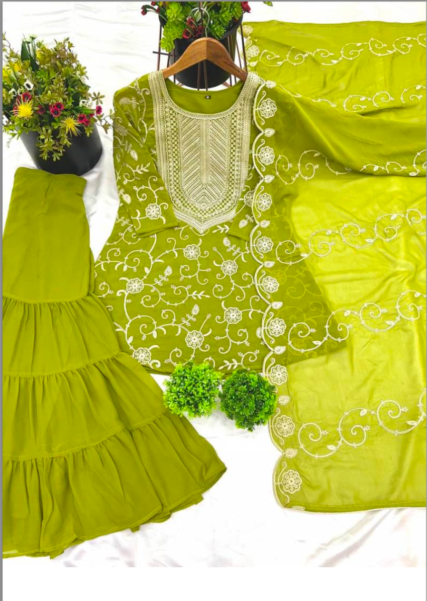 Matrut  | Sabar Lime Green Palazzo Suit