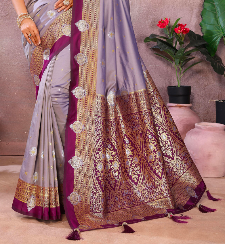Matrut | Sanmati Lavender-Magenta Silk Saree