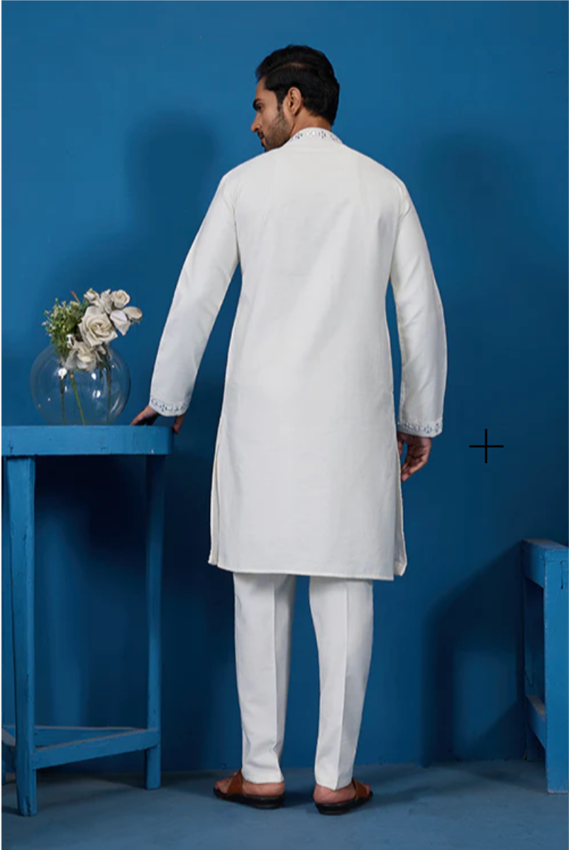 Shubh White Mirror Kurta Set