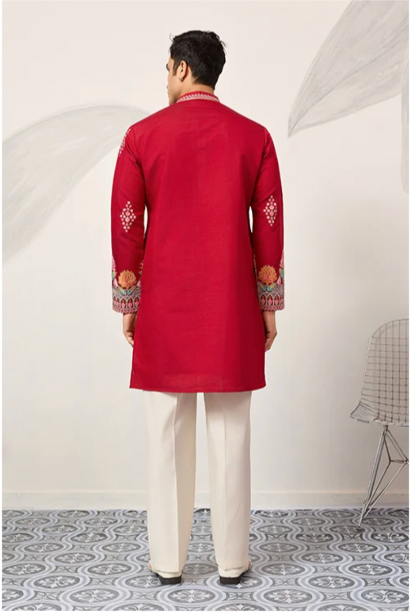 Muhrat Red Kurta Set