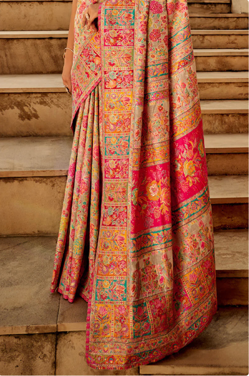 Gulkaar Beige Modal Silk Saree