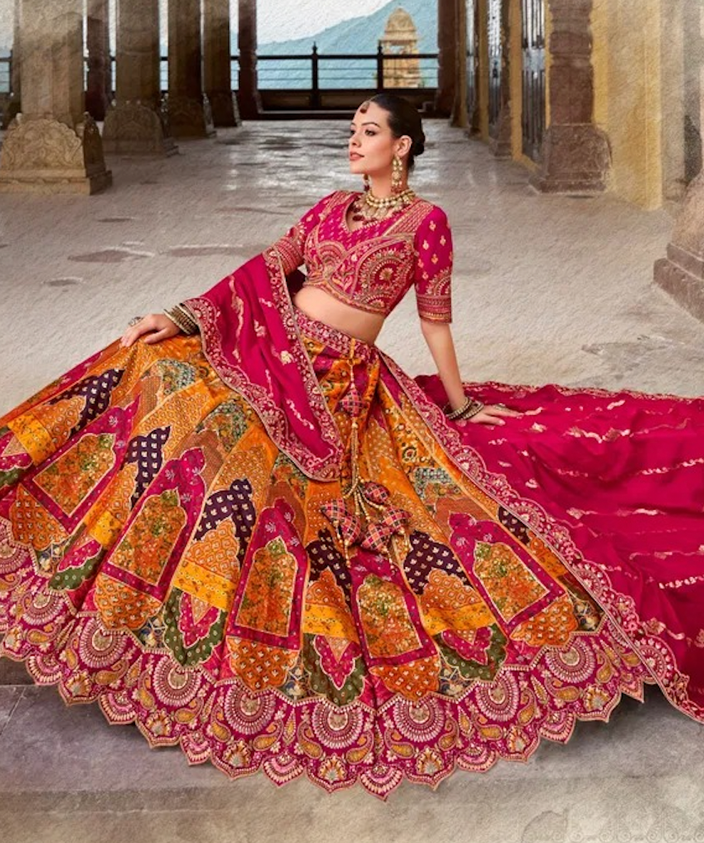 Matrut | Vibrant Varanasi Couture Multicolor Lehenga Set