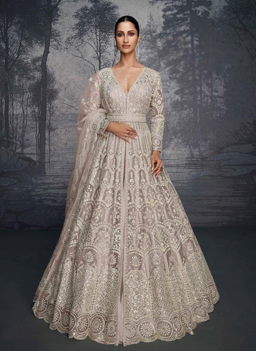Matrut | Aurelia Essence Pinkish Silver Lehenga Set