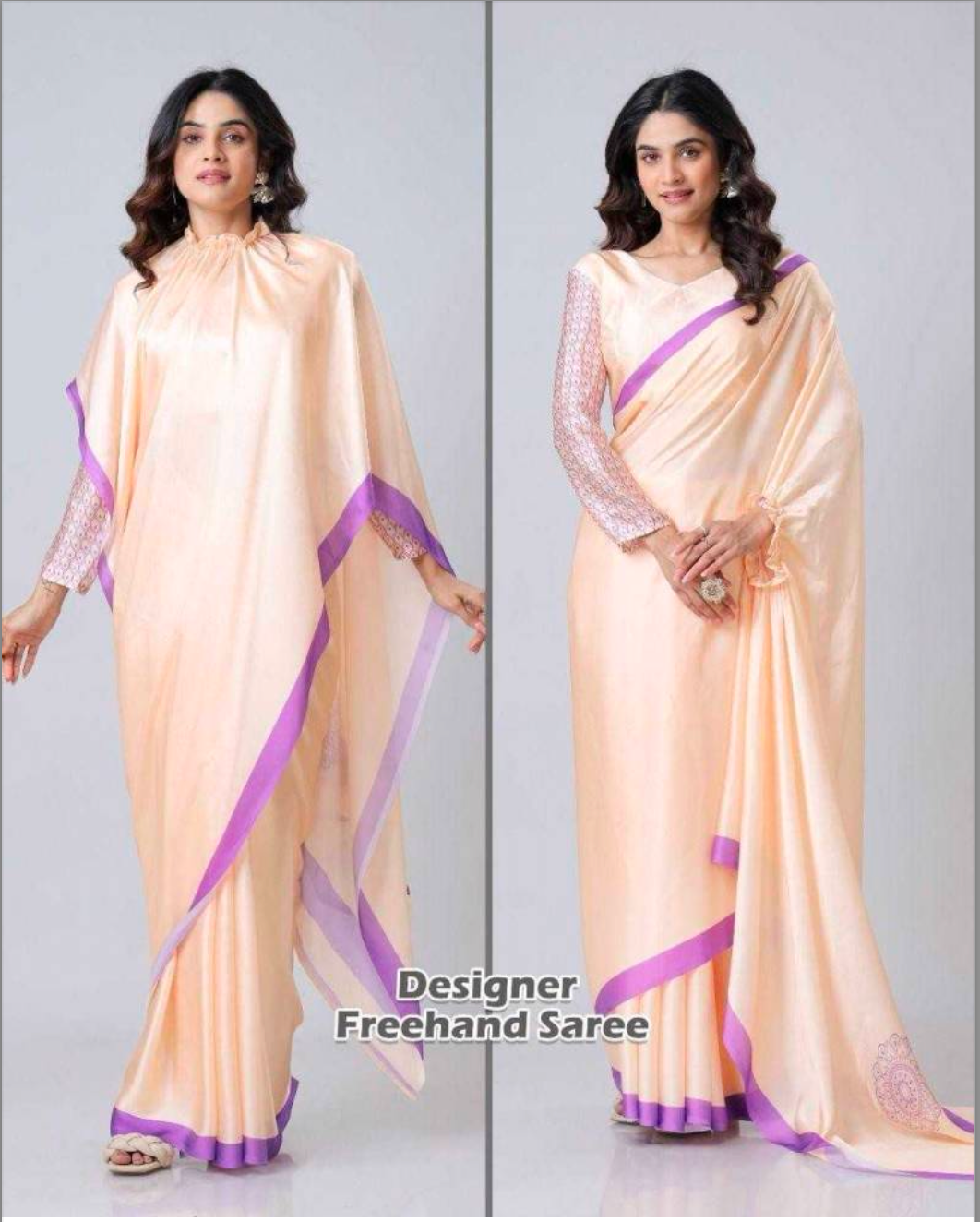 Matrut | Bubbly Cream Freehand Saree