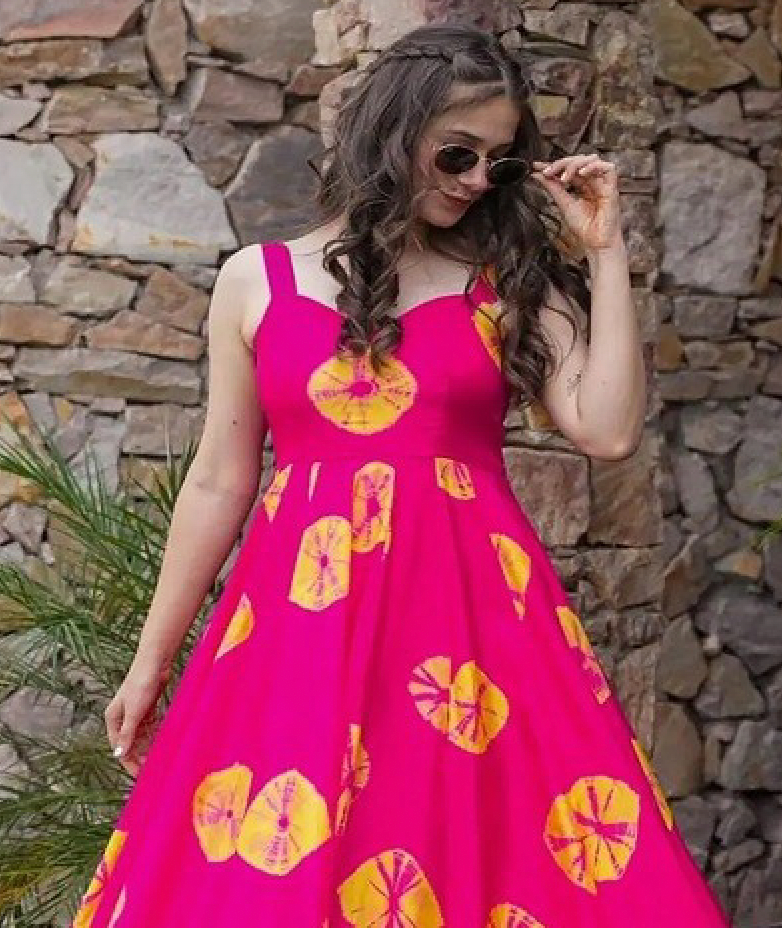 Matrut | Lemon Bloom Hot Pink A-line Dress