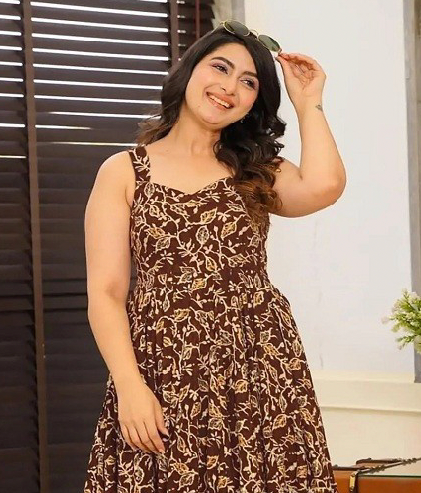 Matrut | Lemon Bloom Brown A-line Dress