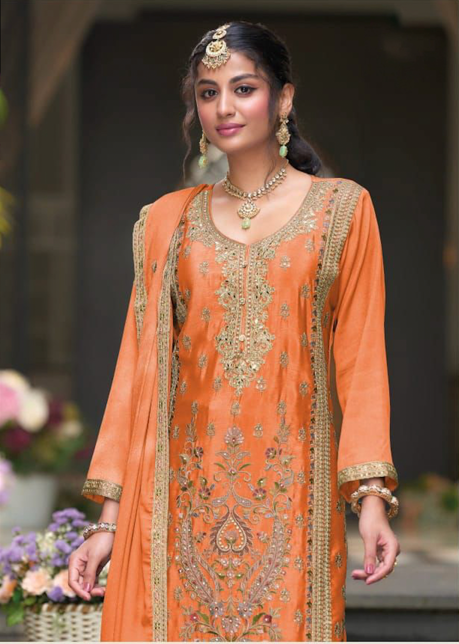 Matrut | Ruby Orange Palazzo Suit