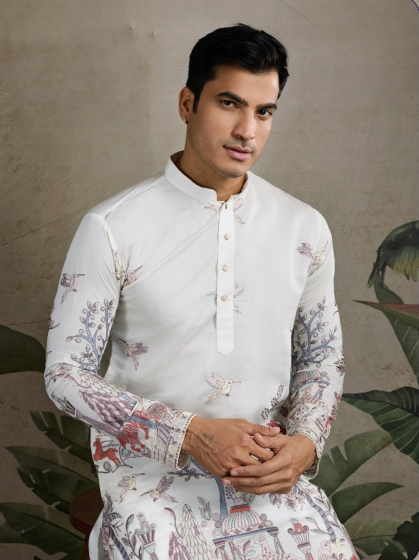 Matrut | Pixel Threads White Kurta Set
