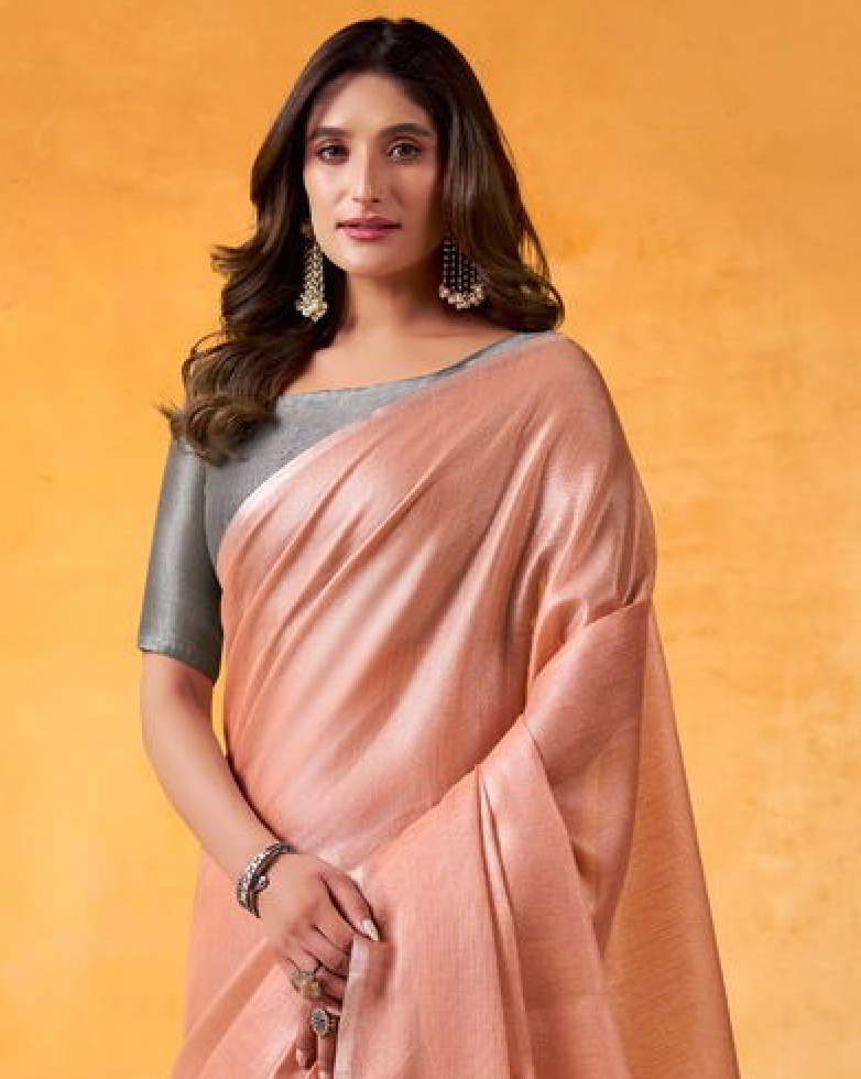 Matrut | Anvika Peach-Grey Saree