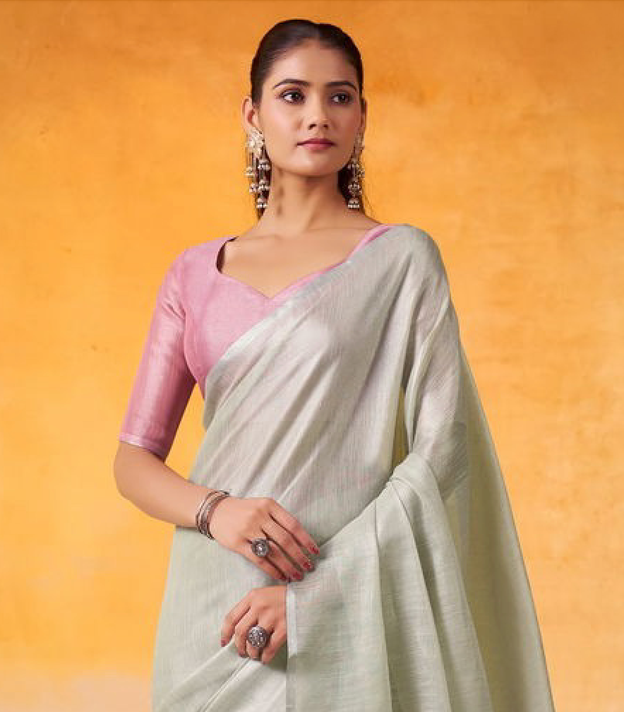 Matrut | Anvika Silver-Pink Saree