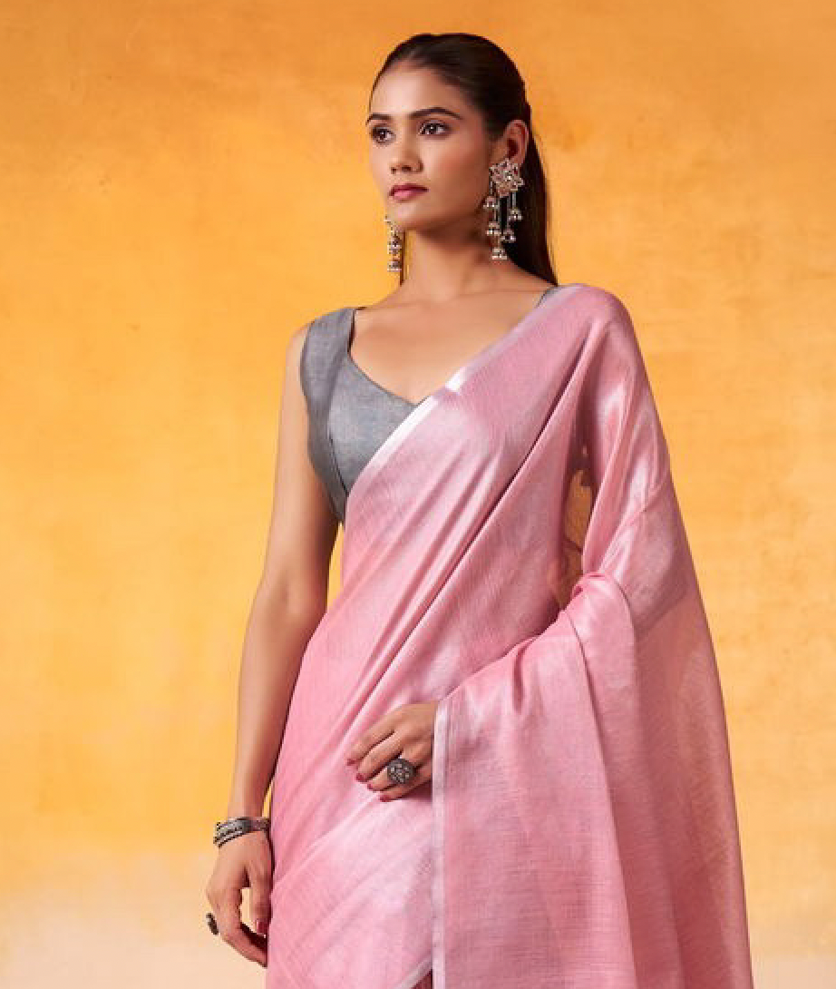 Matrut | Anvika Pink-Grey Saree