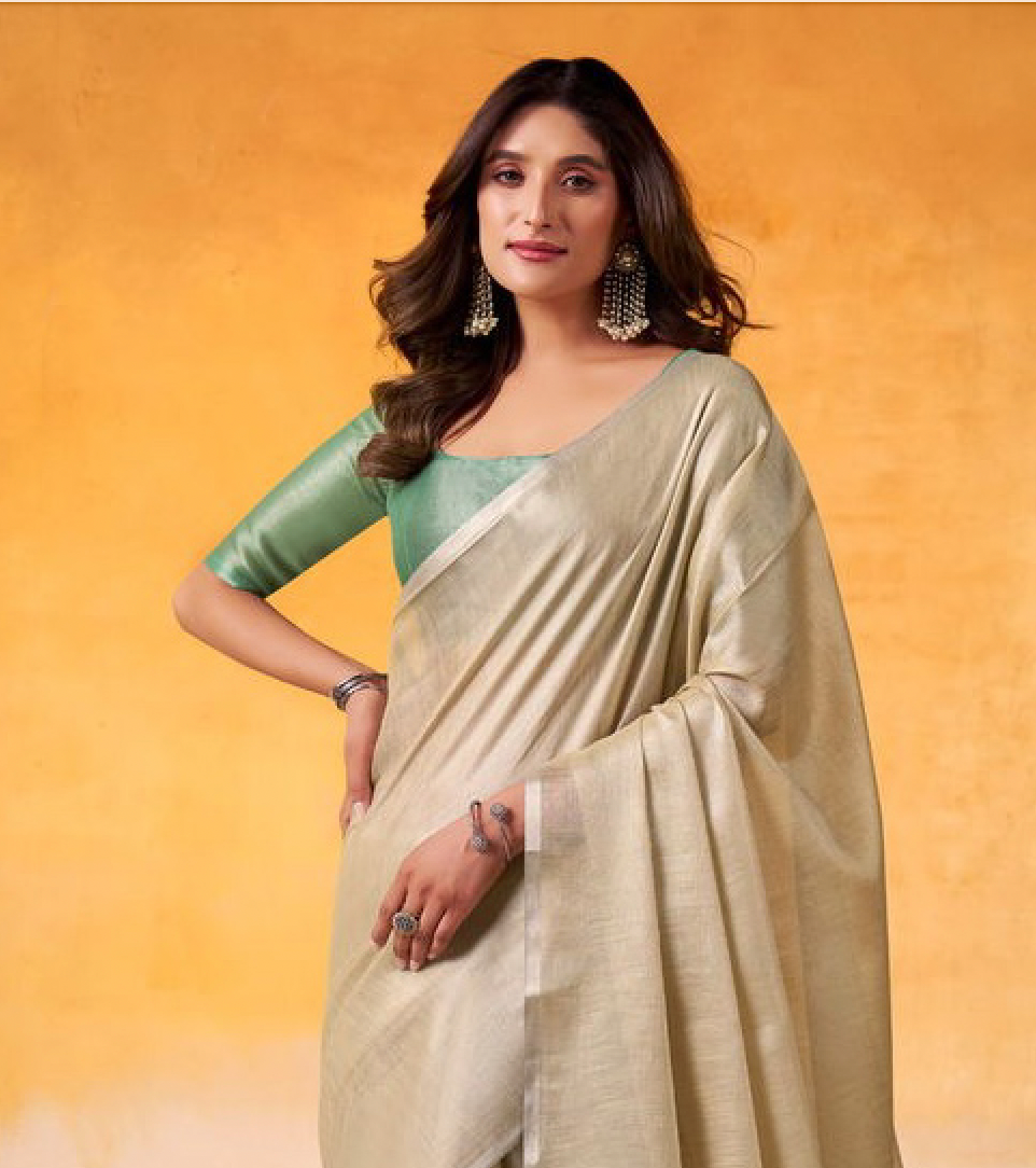 Matrut | Anvika Beige-Green Saree