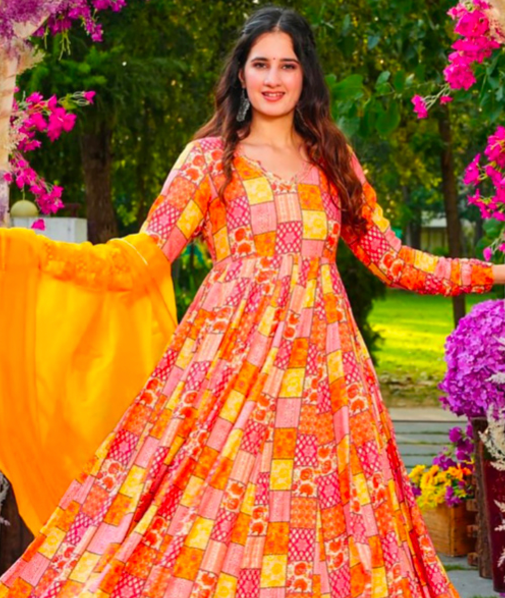 Matrut | Roshni Yellow Multicolor Gown