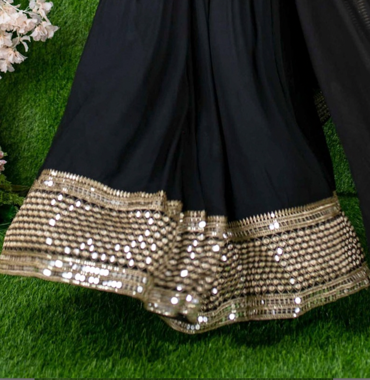 Matrut | Amber Blaze Black-Gold Lehenga