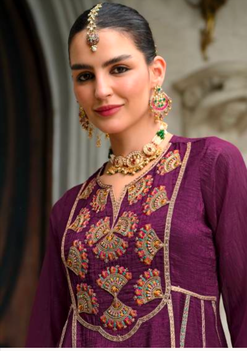 Matrut | Karwa Wine Anarkali Suit