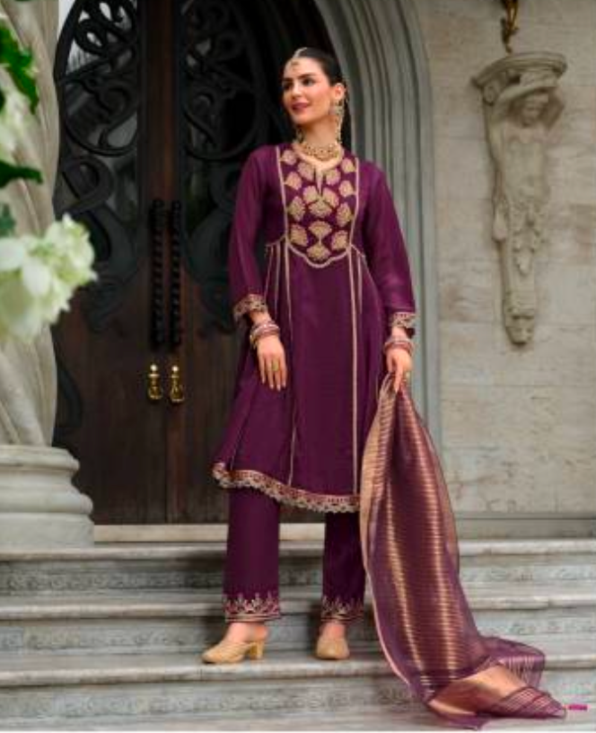 Matrut | Karwa Wine Anarkali Suit
