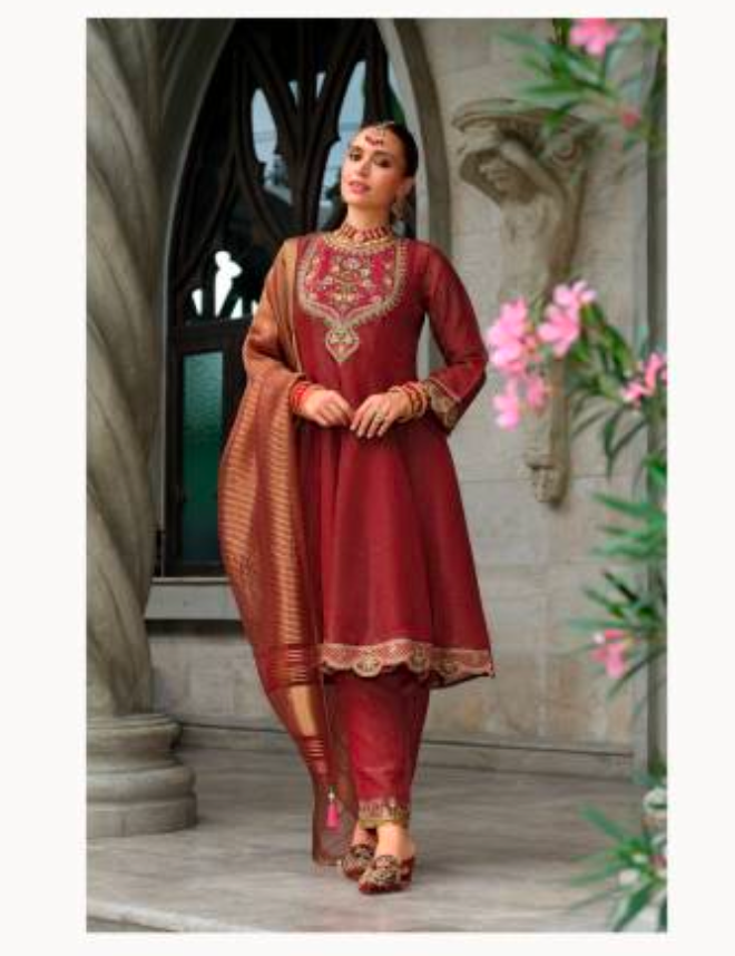 Matrut | Karwa Rusty Red Anarkali Suit