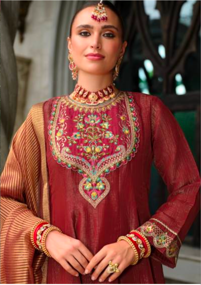Matrut | Karwa Rusty Red Anarkali Suit