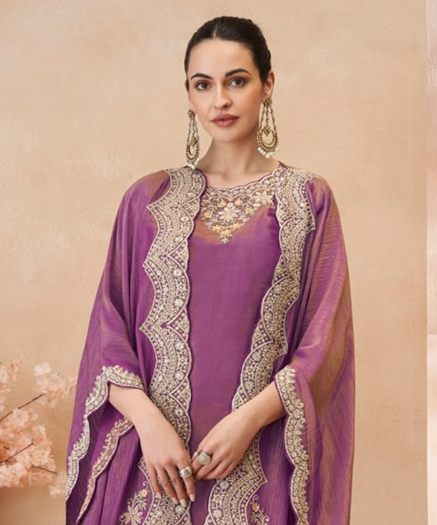 Matrut | Kalash Purple Cape Straight Suit