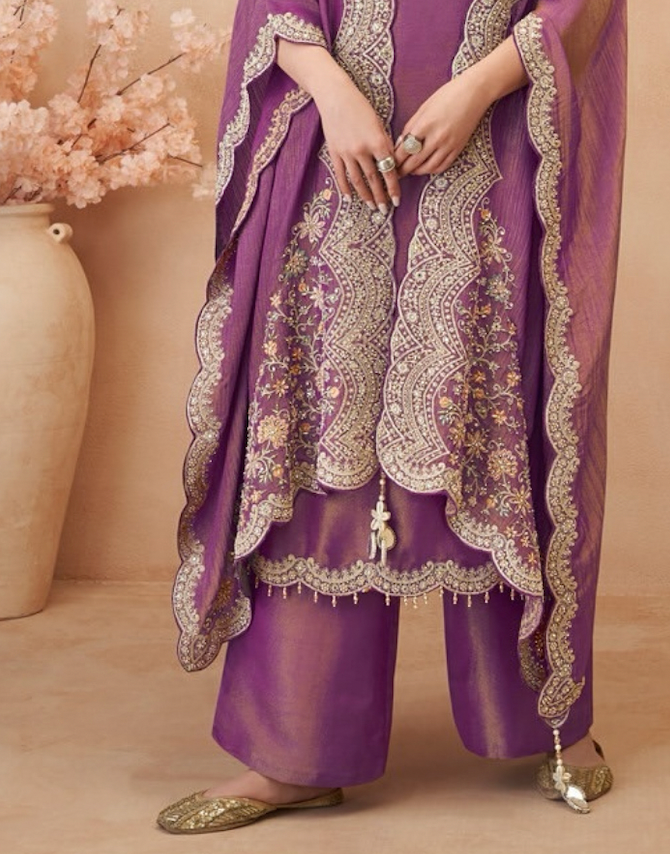 Matrut | Kalash Purple Cape Straight Suit