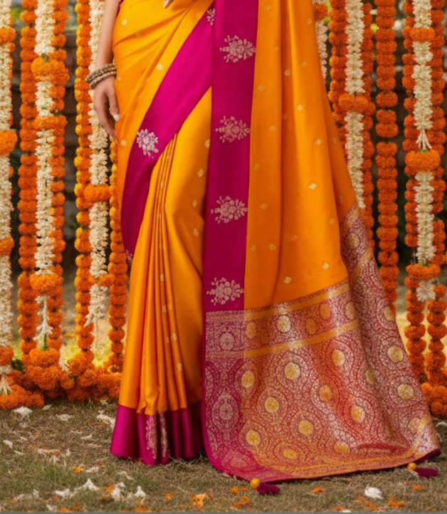 Matrut | Kalki Yellow-Pink Saree