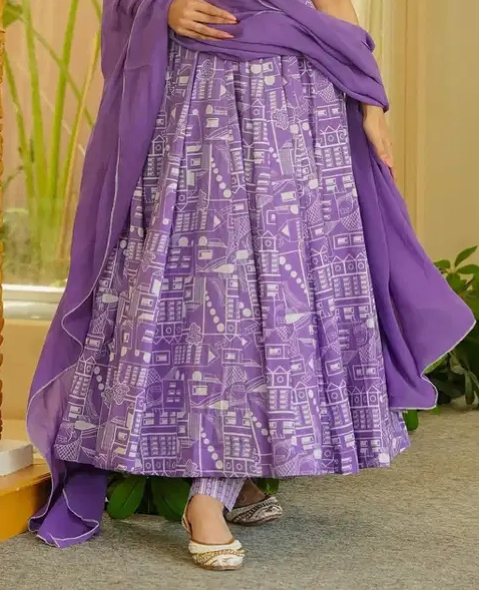 Motichoor Purple Anarkali Suit