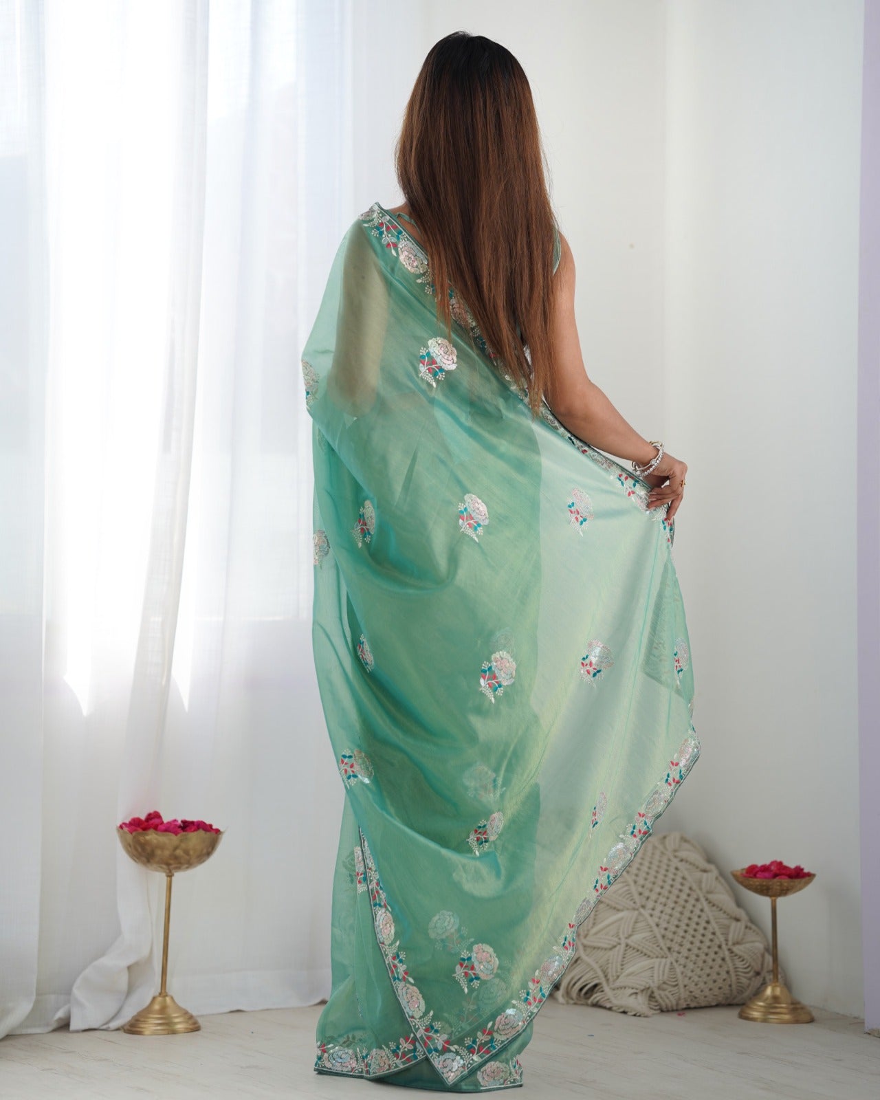 Matrut | Lush Cascade Sea Blue Saree