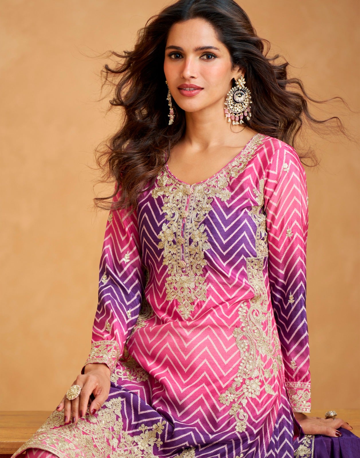 Matrut | Prismatic Elegance Pink Sharara Suit