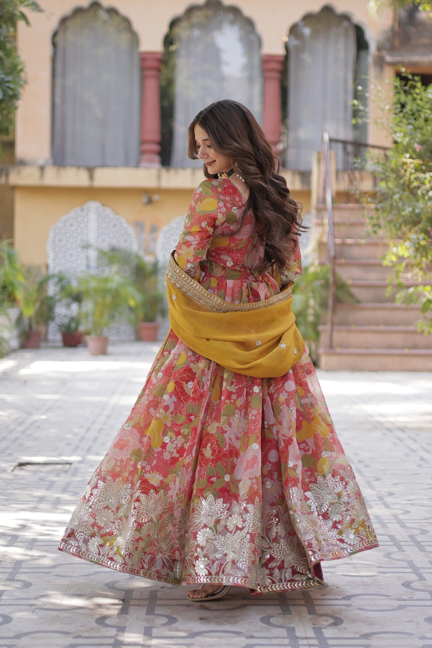 Matrut | Foil Finesse Red-Mustard Gown