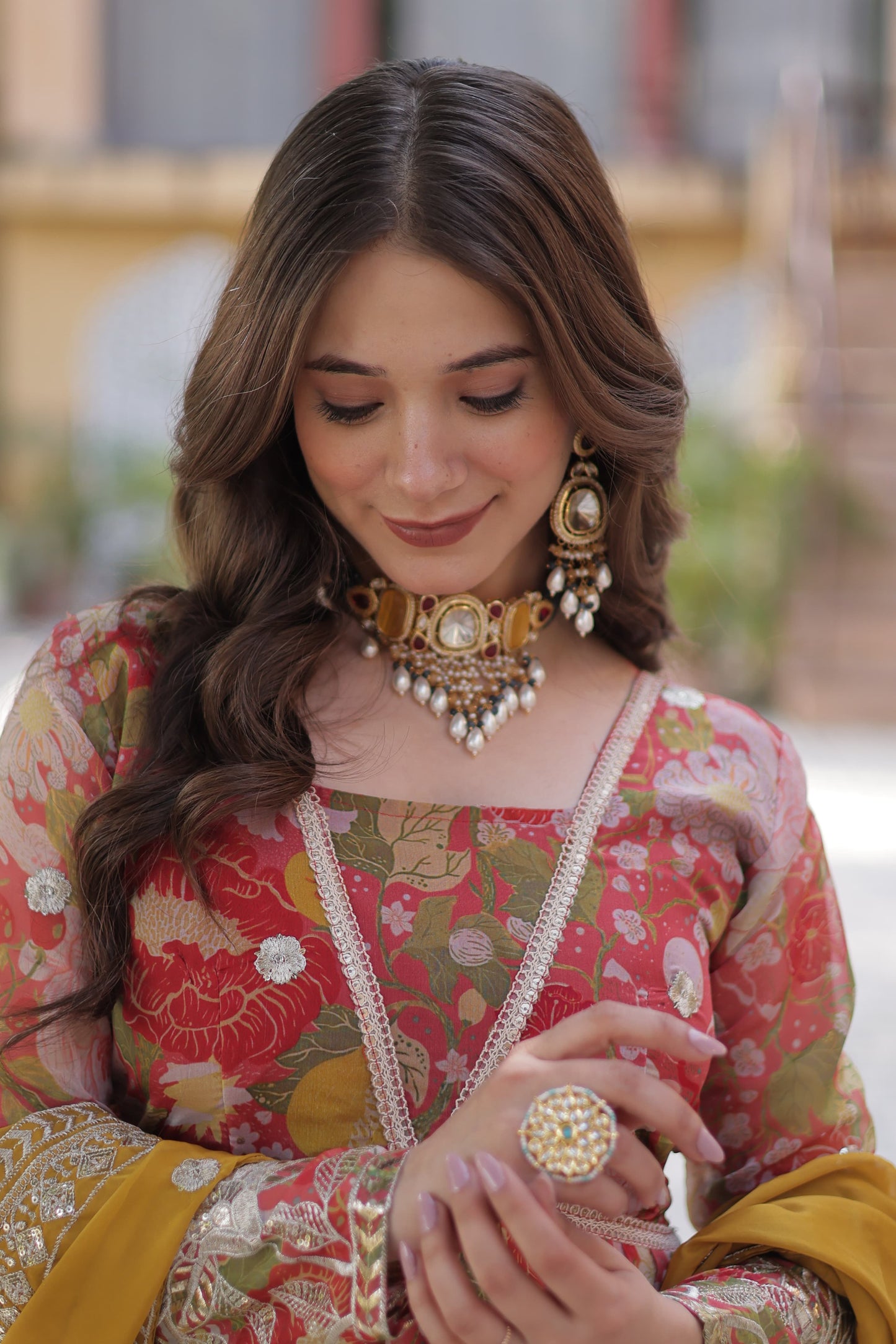 Matrut | Foil Finesse Red-Mustard Gown