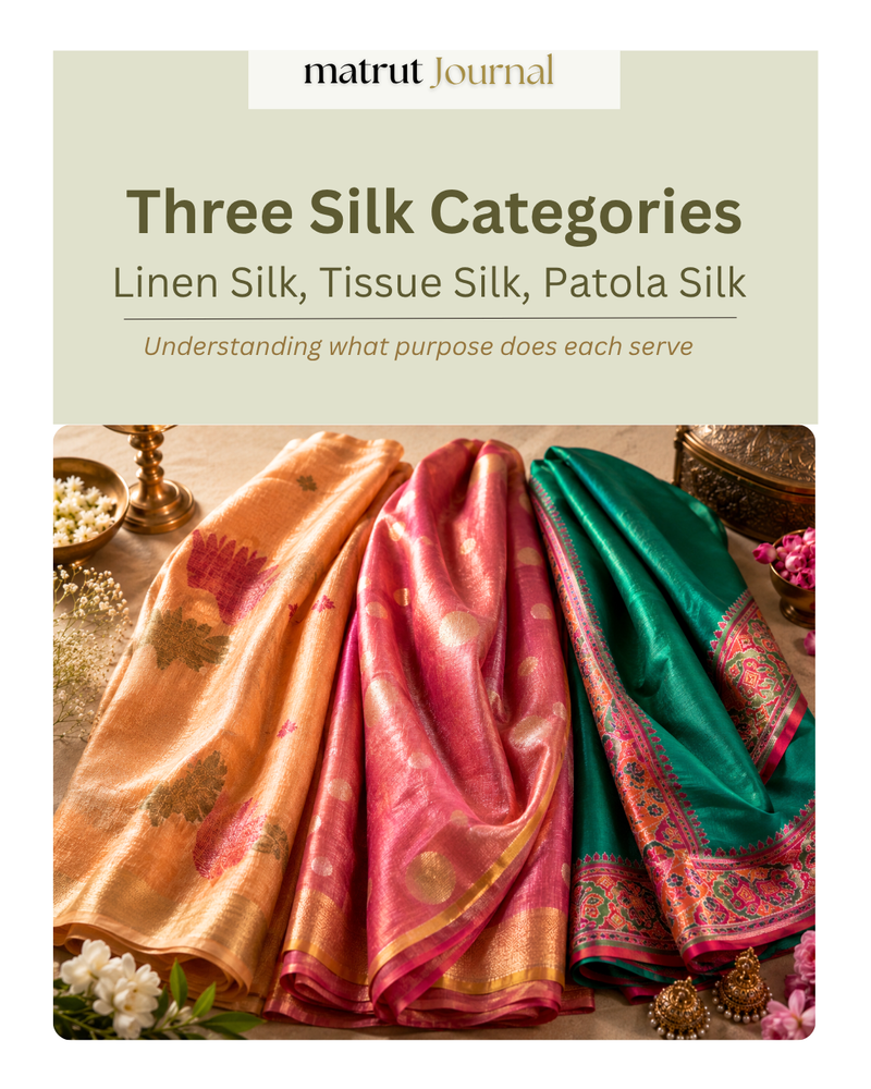 Three Silk Categories: Linen silk, Tissue silk , Patola silk