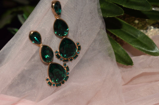 Luminous Green Crystal Earrings