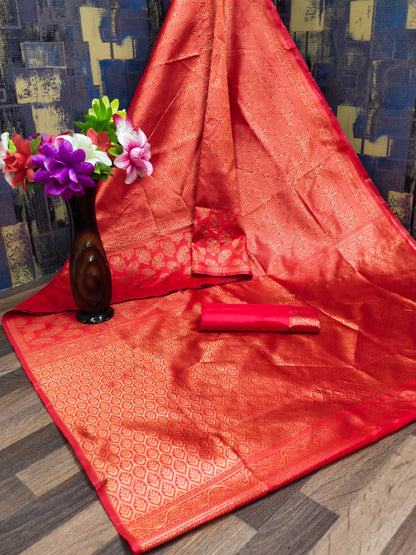 Matrut | Kishmish Red Silk Saree