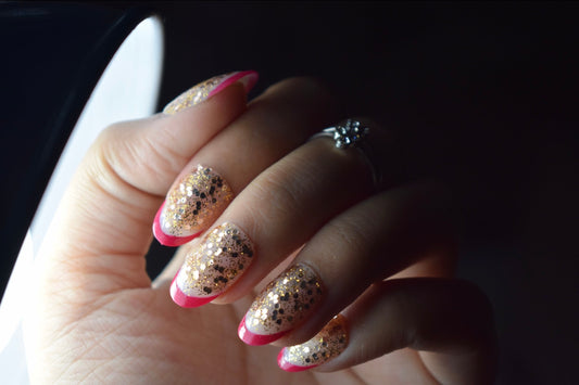 Pink Tinsel French Nails