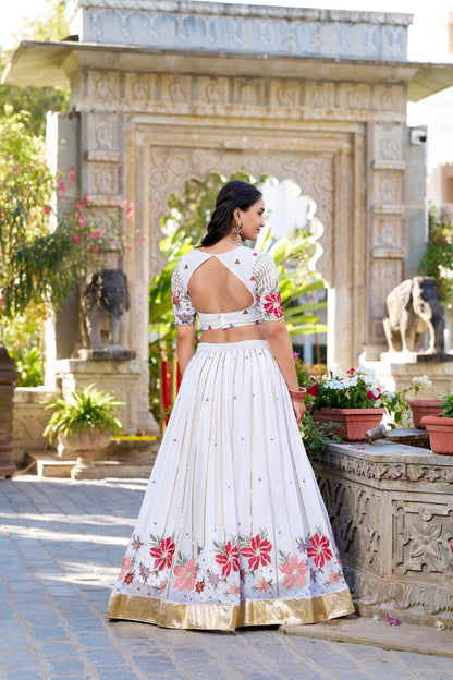 Matrut | Pranathi Floral White Lehenga