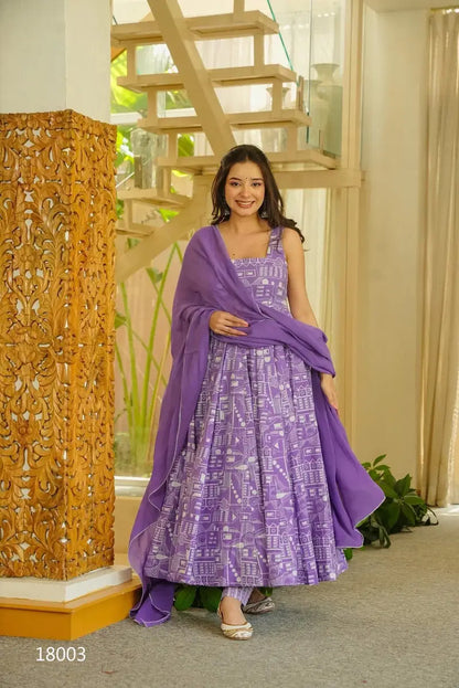 Motichoor Purple Anarkali Suit