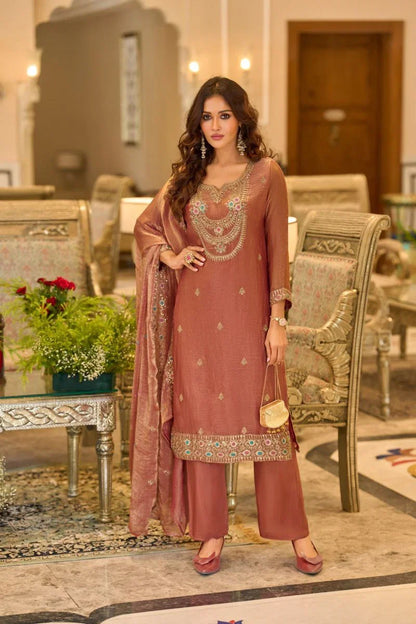 Chandni Rust Straight Suit