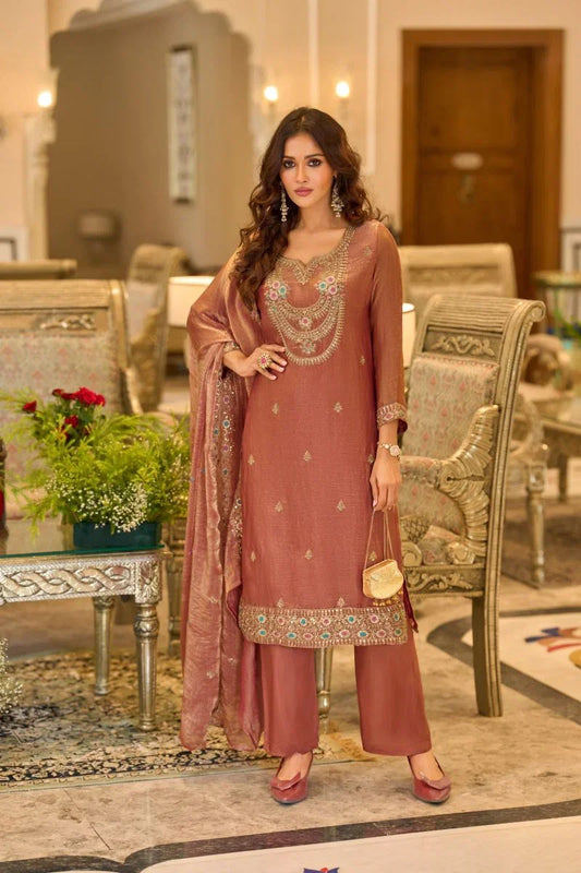 Chandni Rust Straight Suit